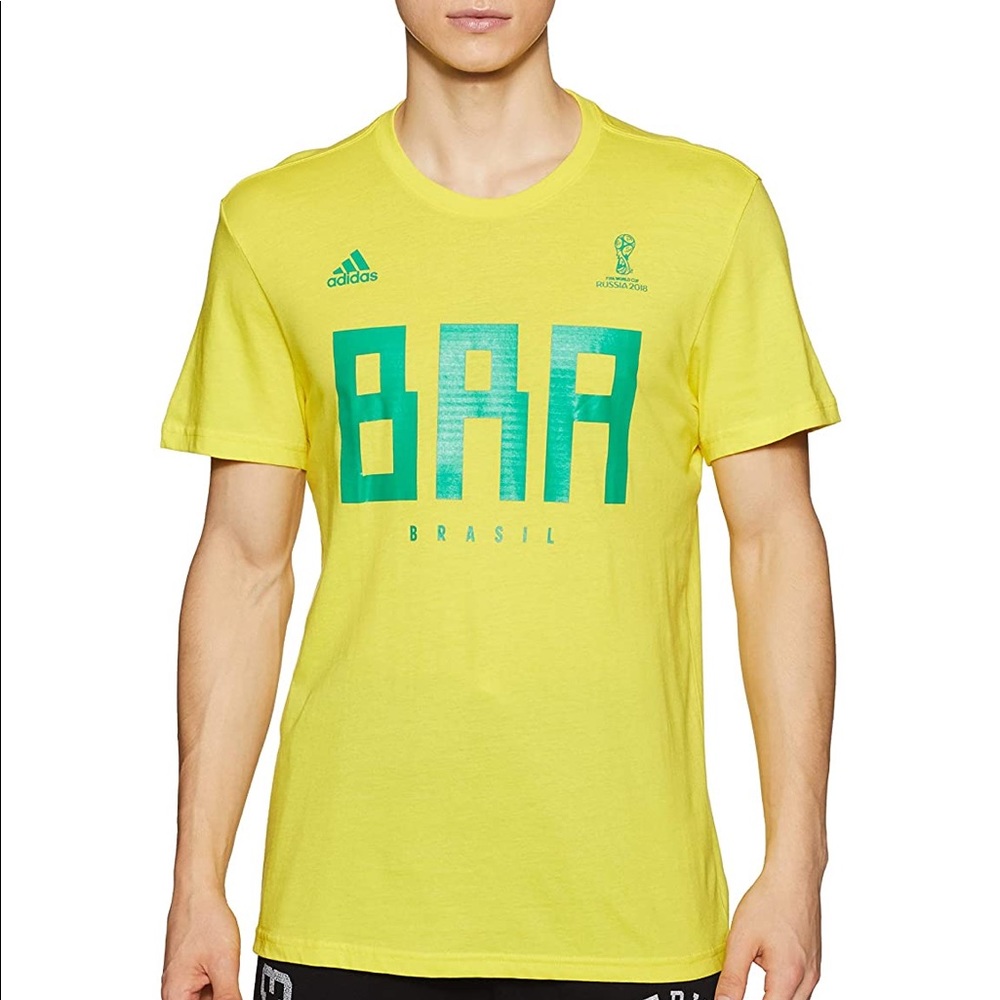 Adidas Men T-Shirt Football Brazil World Cup Russia 2018 FIFA, size M, NWOT